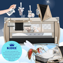 KIDIZ® 3in1 Babybedje - Campingbedje - Ledikant  - Beige