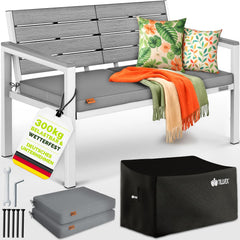 Tuinbank - Weerbestendig - 2-3 personen - 130 cm - Grijs/Wit - Tillvex