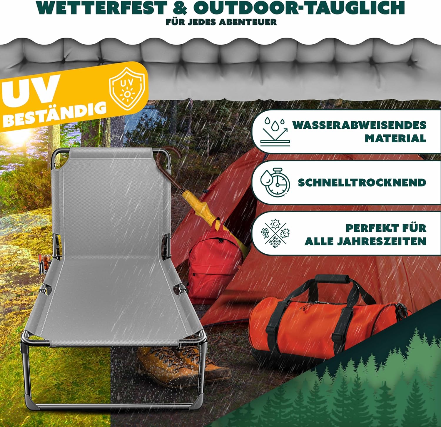 KESSER® Campingbed - Ligbed - Inklapbaar - 190x68x30cm - Grijs