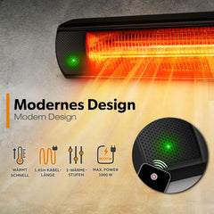 Infrarood Verwarming - Terrasverwarmer - Elektrische Heater - Zwart - TRESKO®