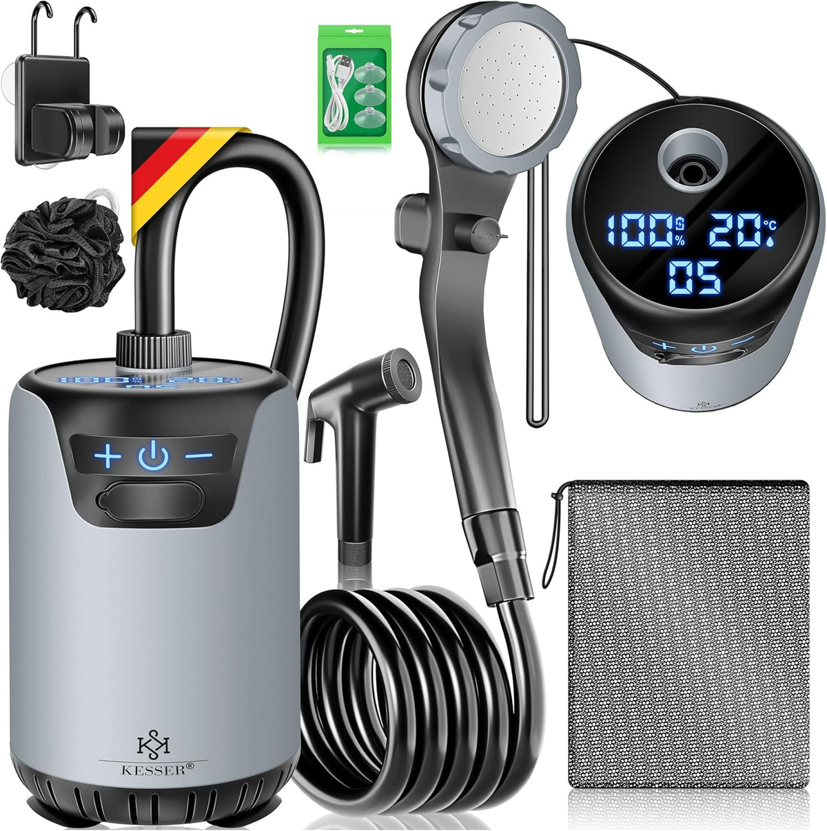 KESSER® Campingdouche - Tuindouche - Mobiele douche - Grijs