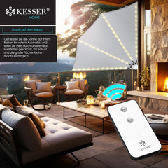 KESSER® opvouwbaar balkonscherm - LED - 140x140cm - Lichtgrijs