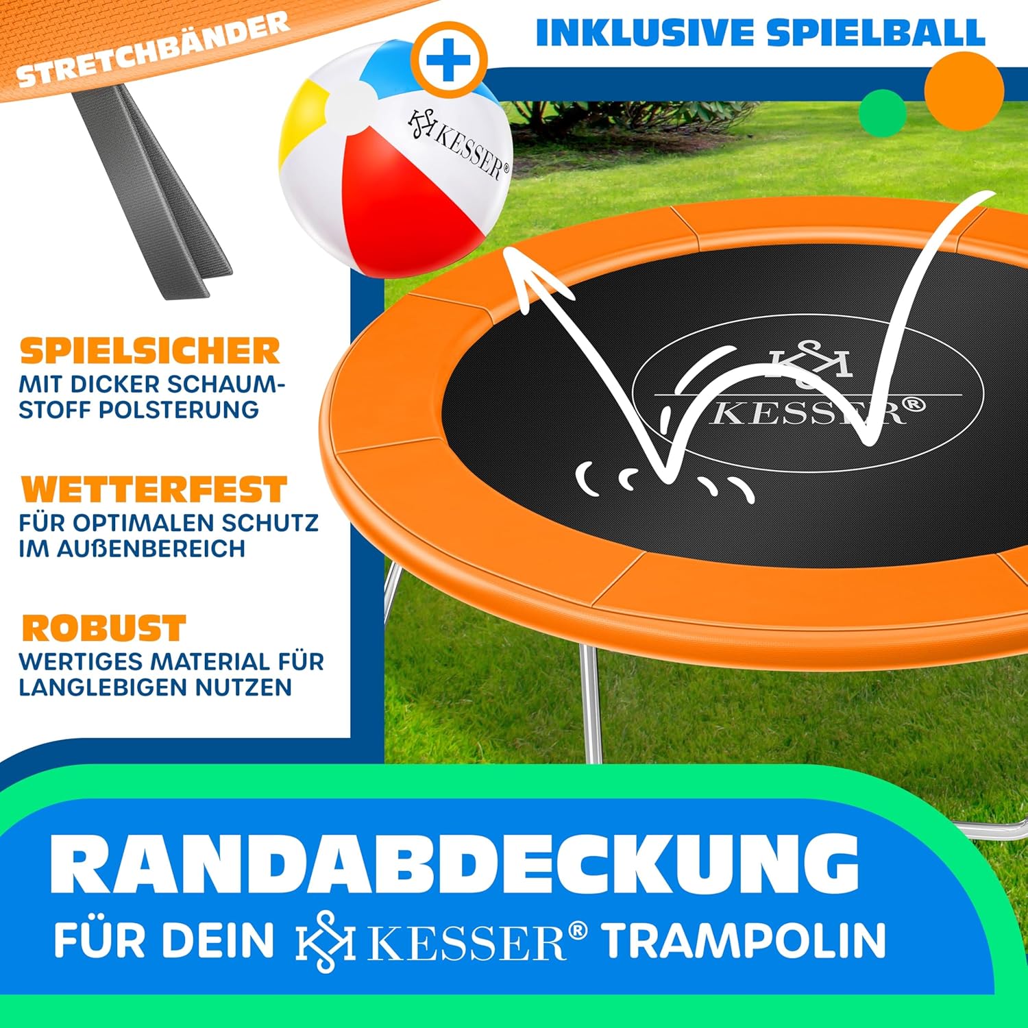 KESSER® Trampoline Randafdekking - Rand - Ø366cm - Oranje