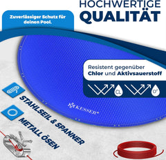 KESSER® Zwembad zonnezeil - Afdekzeil - 205-245cm - Rond 305cm - Blauw