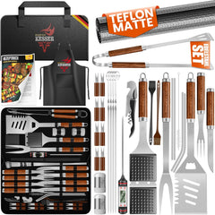 KESSER® RVS Barbecuebestekset - 37-delig - inc. tas - Bruin