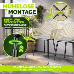 tillvex® Tuinstoelen, set van 2, weerbestendig, met armleuning, outdoorstoelen tot 120 kg belastbaar, uv-bestendig, terrasstoel, tuinmeubelen, terras, balkon, outdoor, tuin