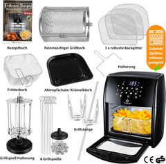 KESSER® XXL Airfryer - 9-in-1 - Heteluchtfriteuse - 1800W - Zwart •