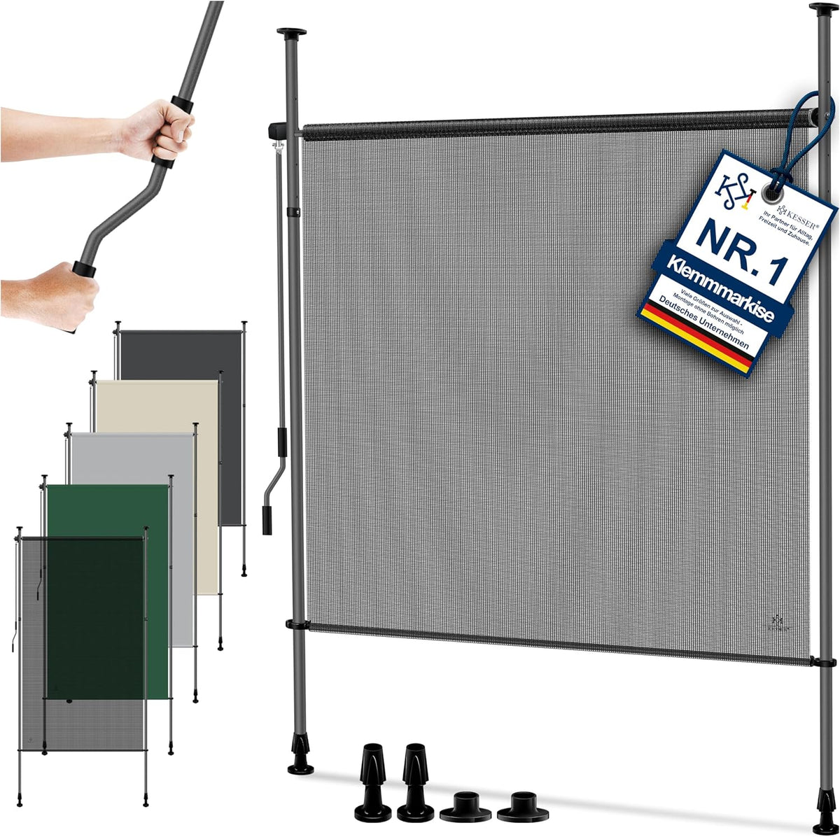 Klemluifel - Balkon luifel - Verticale luifel - 120 x 310 cm - Grijs - KESSER®