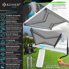 KESSER® Elektrische Luifel - Zonnescherm - 250x200cm - Grijs