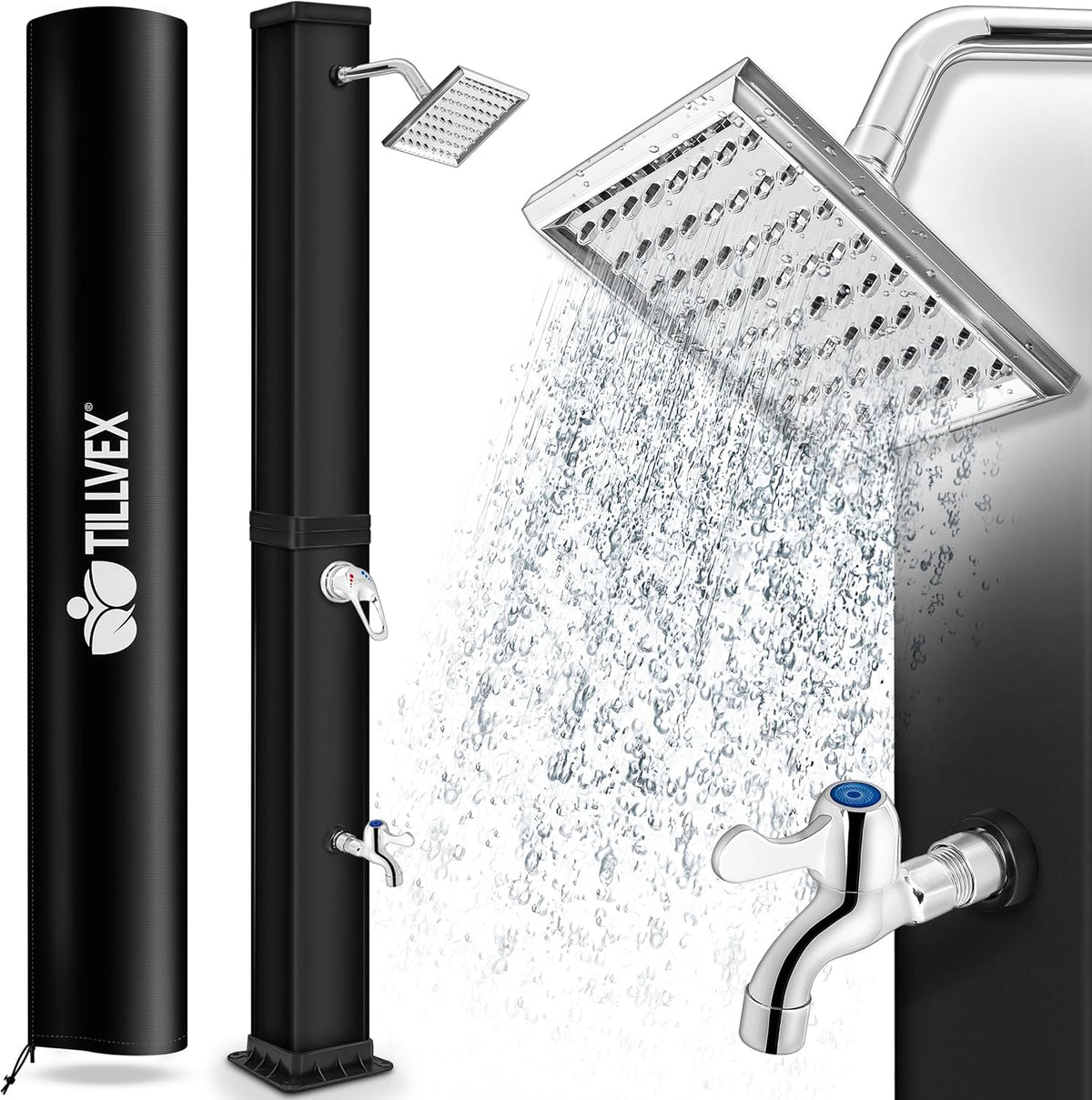 Tillvex® Buitendouche - Tuindouche - Solar - 40L - Zwart