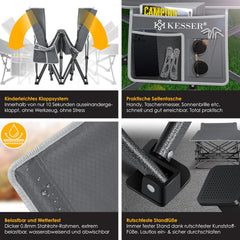 Veldbed - 1 Persoons - Kampeerbed - Stretcher - Grijs - KESSER®