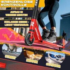 Stuntstep - Voor kinderen en volwassenen - Vouwbaar - Rood - RE:SPORT
