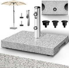 Tillvex® Parasolvoet op wielen - Graniet 25kg - Ø16mm-Ø48mm - Grijs