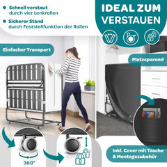 KESSER® Opklapbed - Logeerbed - Inc. Matras - tot 250 kg - Wit