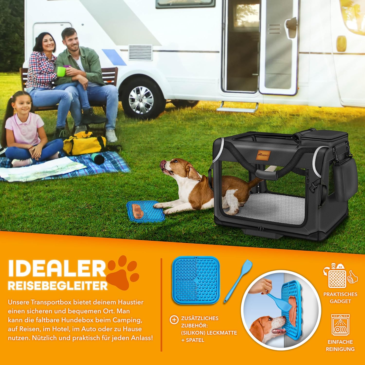 TRESKO® Hondenbench - Hondenbox - Transportbox - 61x42x42 - Zwart