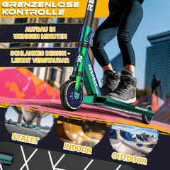 Stuntstep - Voor kinderen en volwassenen - Vouwbaar - Groen - RE:SPORT