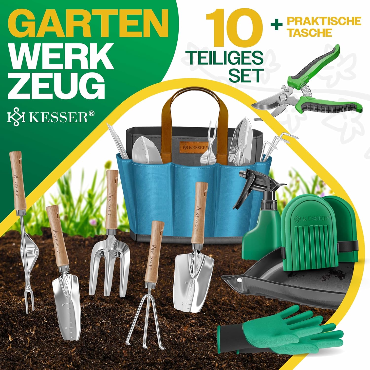 KESSER® Tuingereedschapsset - 10-delig - Blauw