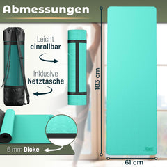 Yogamat - Fitness mat - Sportmat - Yoga mat extra dik - 183x61 cm - Lichtblauw - RE:SPORT