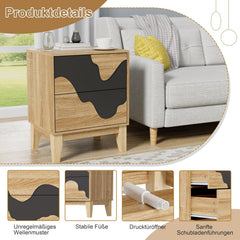 Nachtkastje set van 2 - Bijzettafel - Opbergkastje - 56x45x35 cm - Bruin/Zwart - UEV