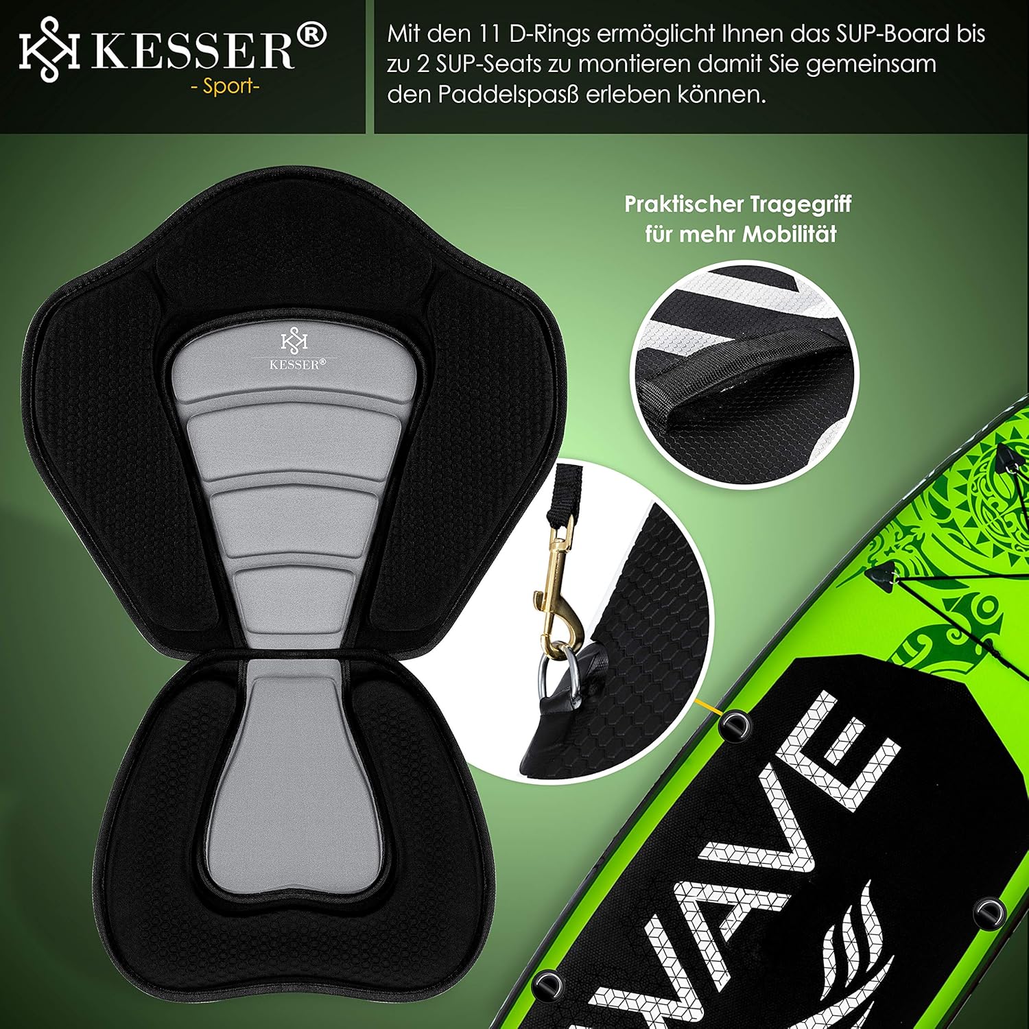 KESSER® Opblaasbaare SUP-Board Set | 320cm  Stand-Up Paddleboard Premium Surfplank Watersport | 6 Inch Dik | Compleet Accessoire | 130kg