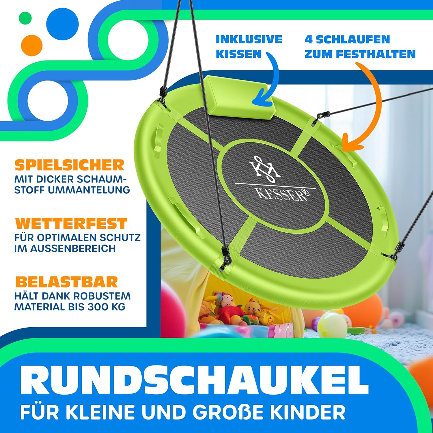 KESSER® Hangschommel - Nestschommel - Ø120cm - Groen