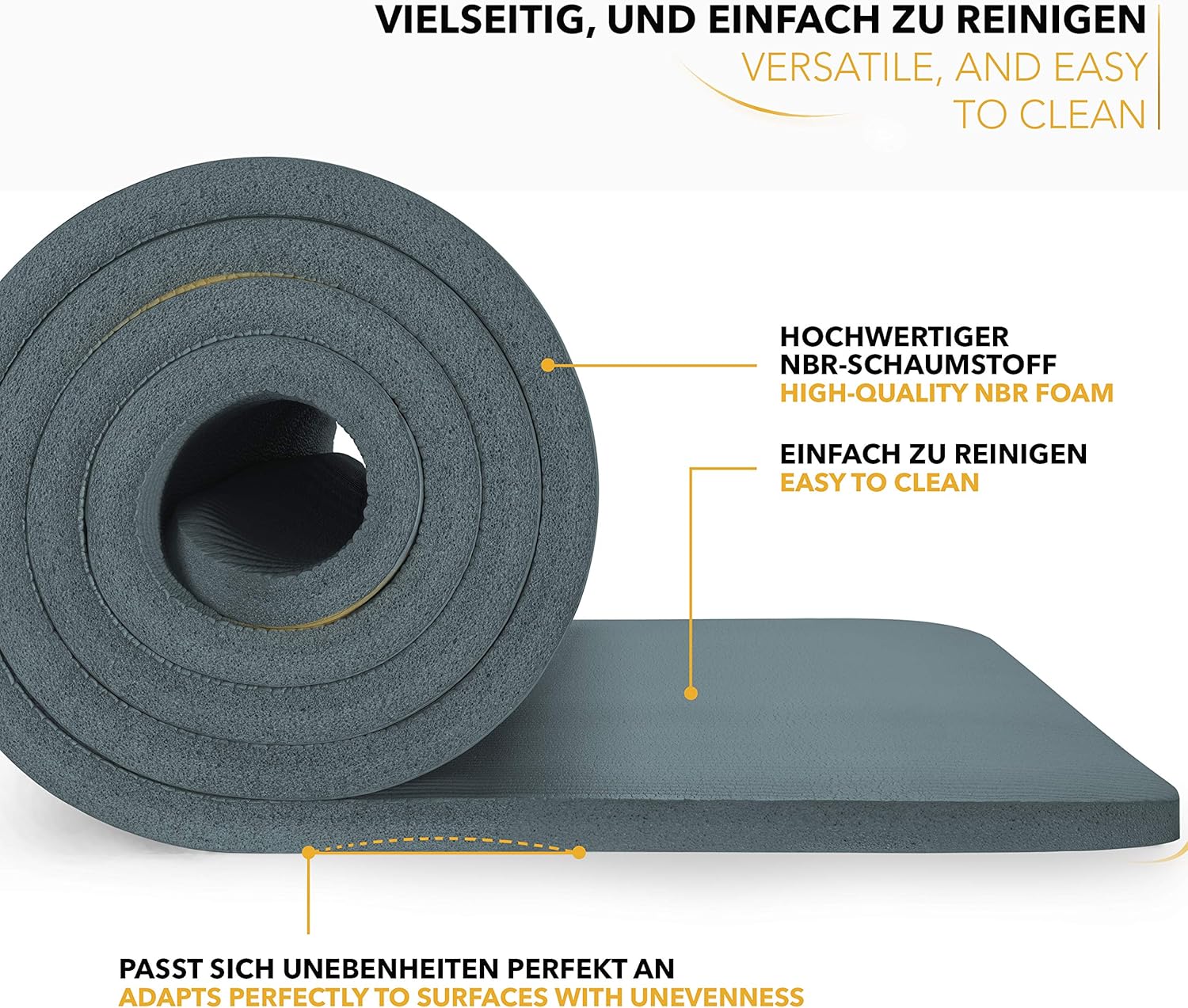 Yoga mat - Fitness mat - Sport mat - Anti slip - Extra dik - Grijs