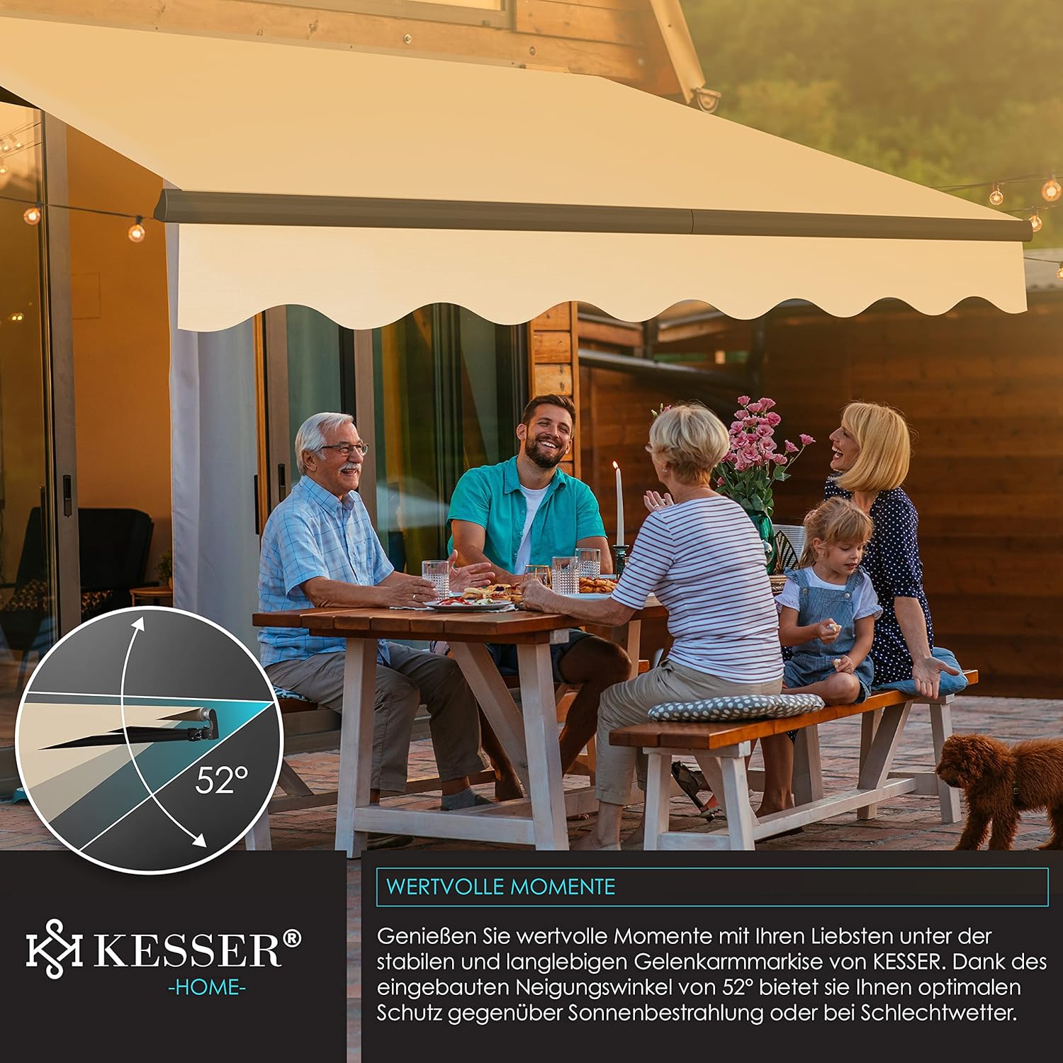 Elektrische Luifel - Zonnescherm - 250x200cm - Beige - KESSER®
