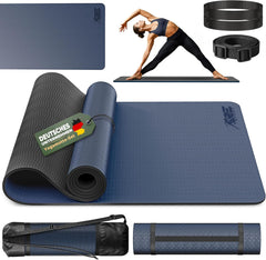 Yogamat - Fitness mat - Sportmat - Yoga mat extra dik - Blauw - RE:SPORT