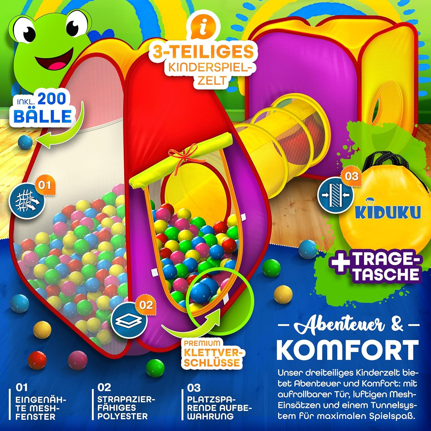 KIDUKU® Speeltent - Kindertent - Speelhuisje - Kleurrijk