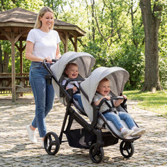 TALENBEEN Dubbele kinderwagen voor tweelingen en peuters, opvouwbaar tandemmodel, om te bouwen van tweelingkinderwagen naar eenpersoonskinderwagen, compact en lichtgewicht, geschikt voor kinderen van 0-3 jaar