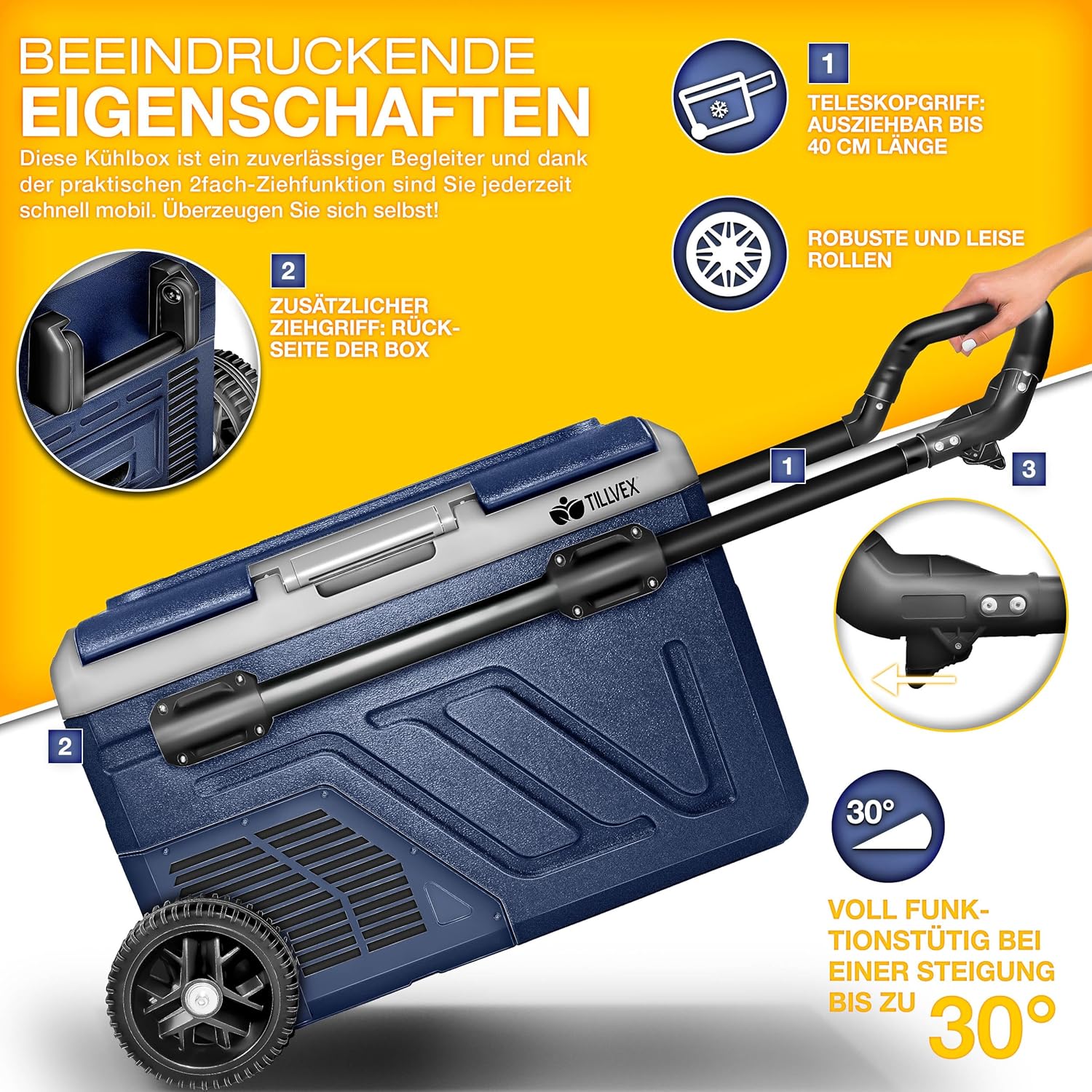 Tillvex® Elektrische Koelbox - Compressor - tot -20°C - 40L - Blauw