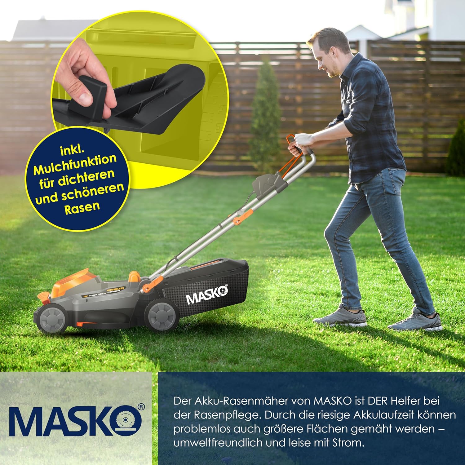 MASKO® Accugrasmaaier - Grastrimmer - 37cm - tot 600 m² - Grijs