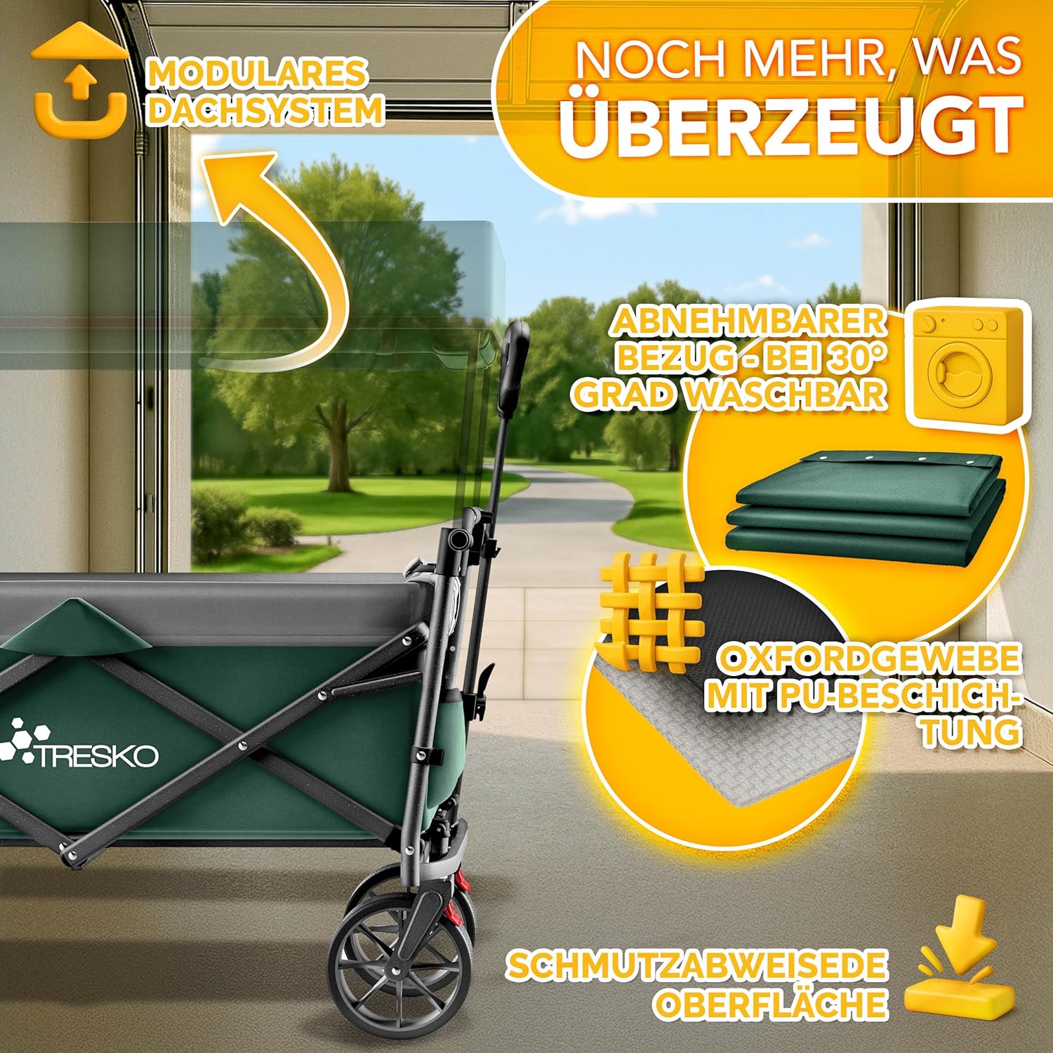 TRESKO® Bolderkar - Opvouwbaar - Bolderwagen - Groen