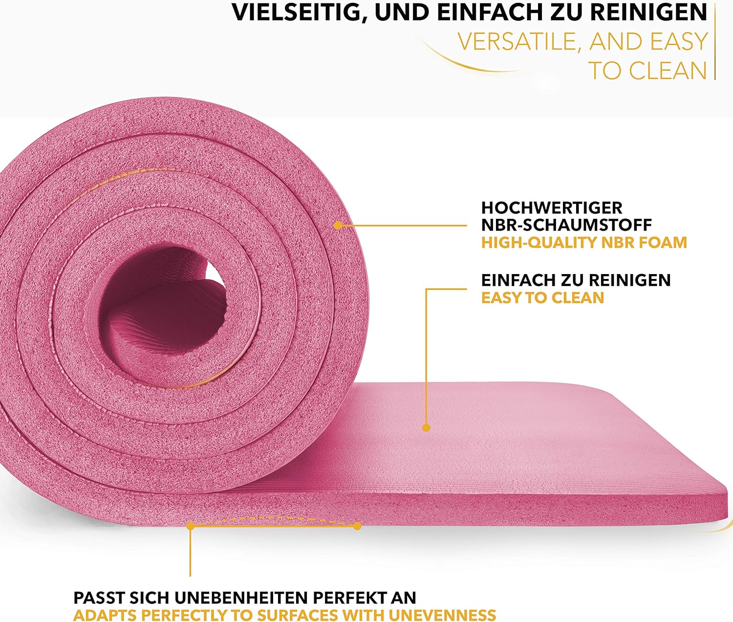 Yoga mat - Fitness mat - Sport mat - Anti slip - Extra dik - Roze