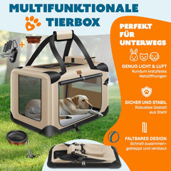 Reisbench hond - Draagtas hond - Transportbox - 60x42x42 cm - Beige