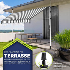 Tillvex® Klemluifel - Balkonluifel zonder boren - 400cm - Verstelbaar - Grijs