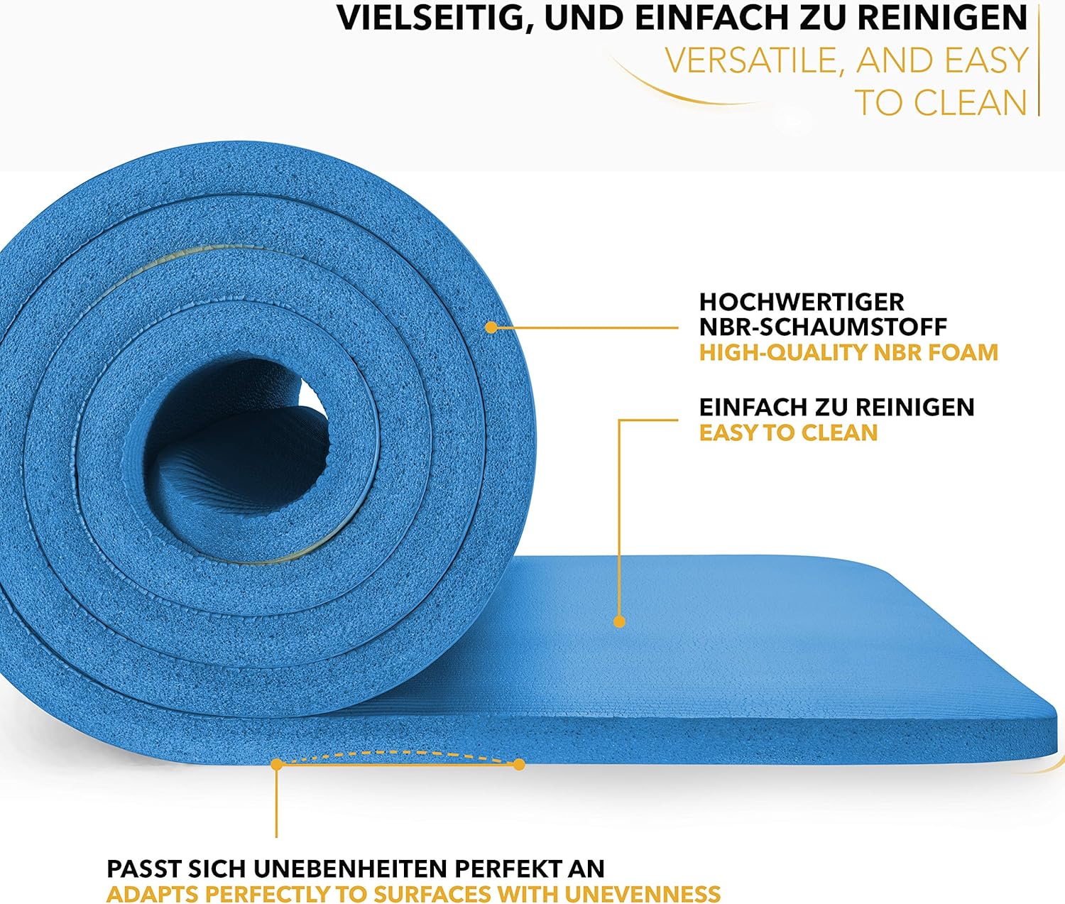 Yoga mat - Fitness mat - Sport mat - Anti slip - Extra dik - Blauw