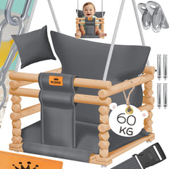 KIDIZ® Babyschommel - Kinderschommel - Baby Swing - Grijs •