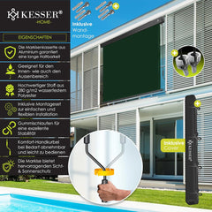 KESSER® Klemluifel - Balkonluifel - Zonwering - 140x250cm - Zwart