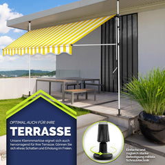 Tillvex® Klemluifel - Balkonluifel zonder boren - 150cm - Verstelbaar - Geel