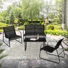 Tuinset - 4 personen - Loungeset - Tuinmeubels - Zwart - ML-Design