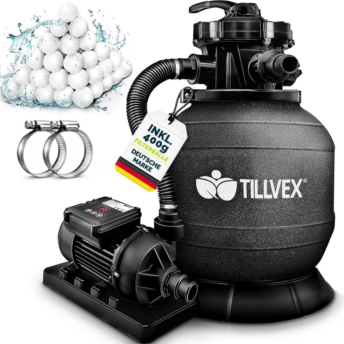 Zandfilterpomp - Zandfilter voor zwembad - 7900L/u - Zwart - Tillvex®