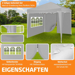 KESSER® Zijwand voor paviljoen - 3x3m - Grijs