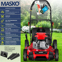 KESSER® Grasmaaier Benzine - 51cm - 65L opvangbak - Rood