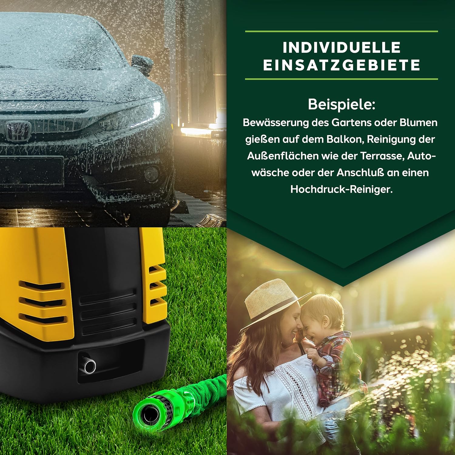 Flexibele Tuinslang - Inc. sproeikop - 15 meter - Groen
