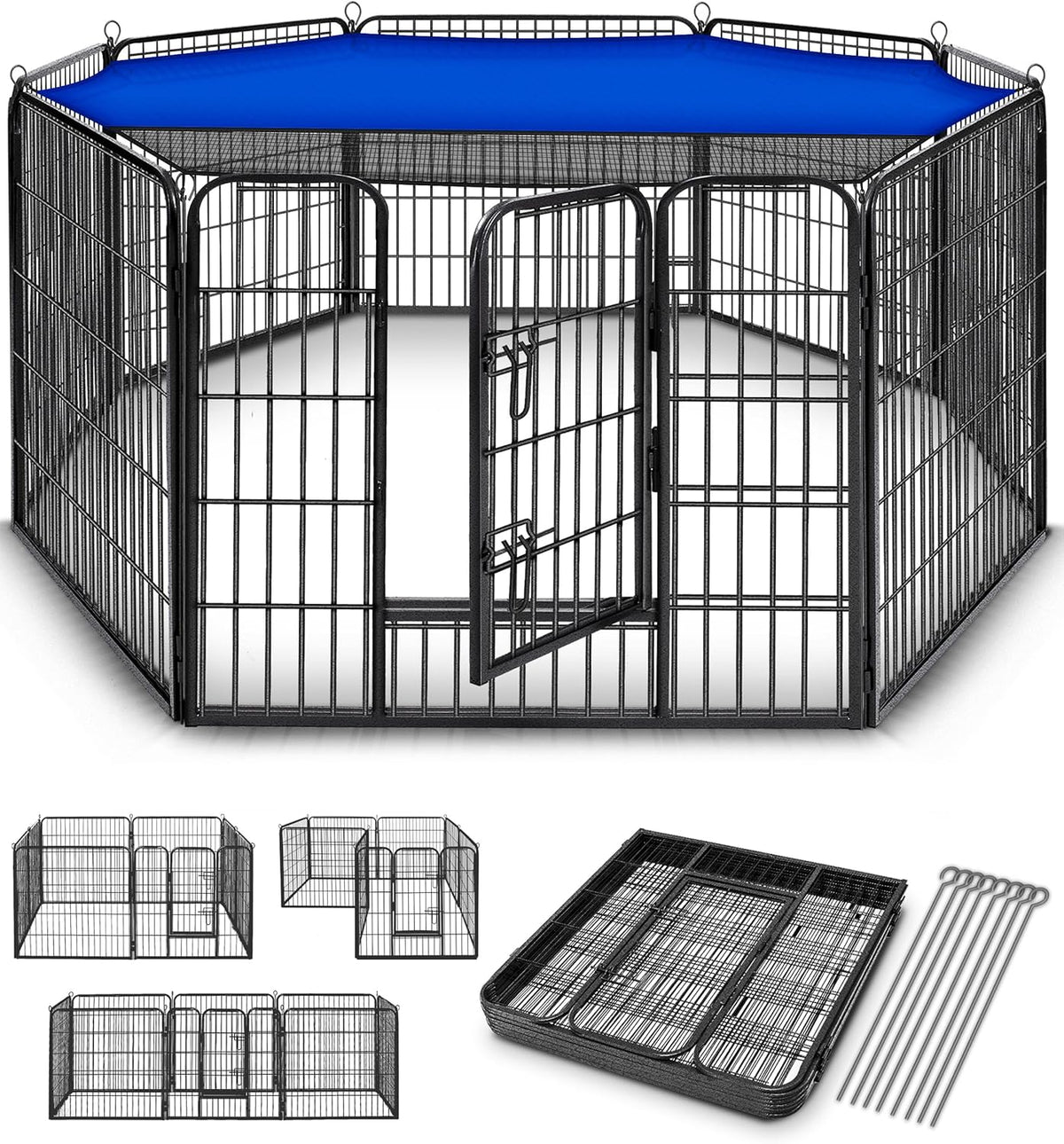 TRESKO® Puppyren - Hondenren - 80cm hoog - Zwart