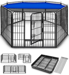 TRESKO® Puppyren - Hondenren - 80cm hoog - Zwart