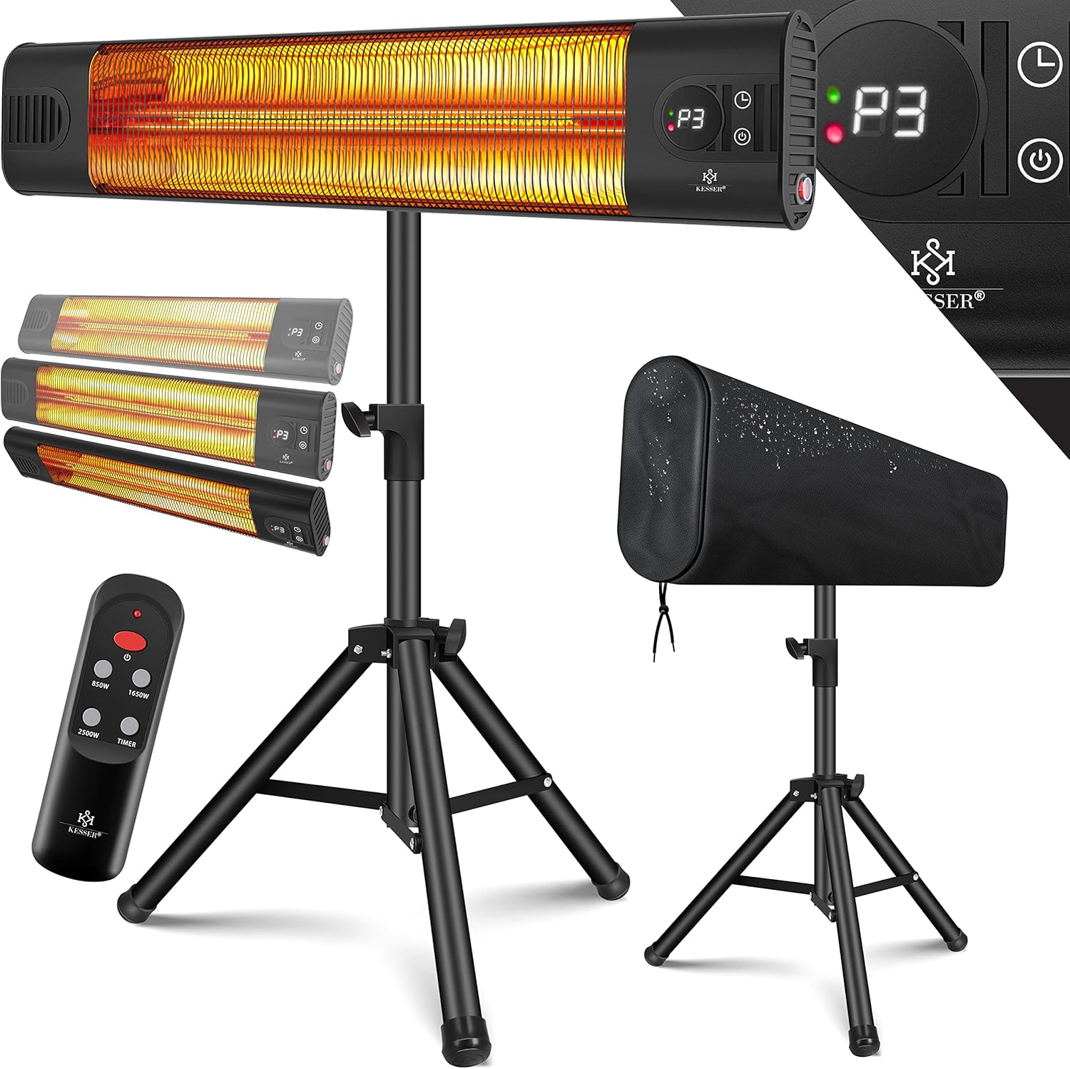 Infrarood Verwarming - Terrasverwarmer - Elektrische Heater - Zwart - KESSER®