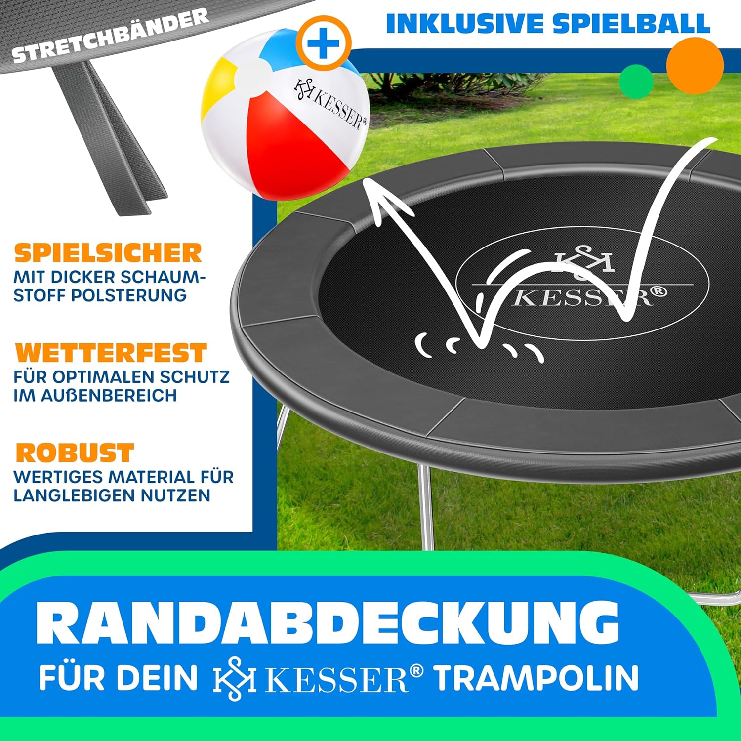 KESSER® Trampoline Randafdekking - Rand - Ø305cm - Grijs