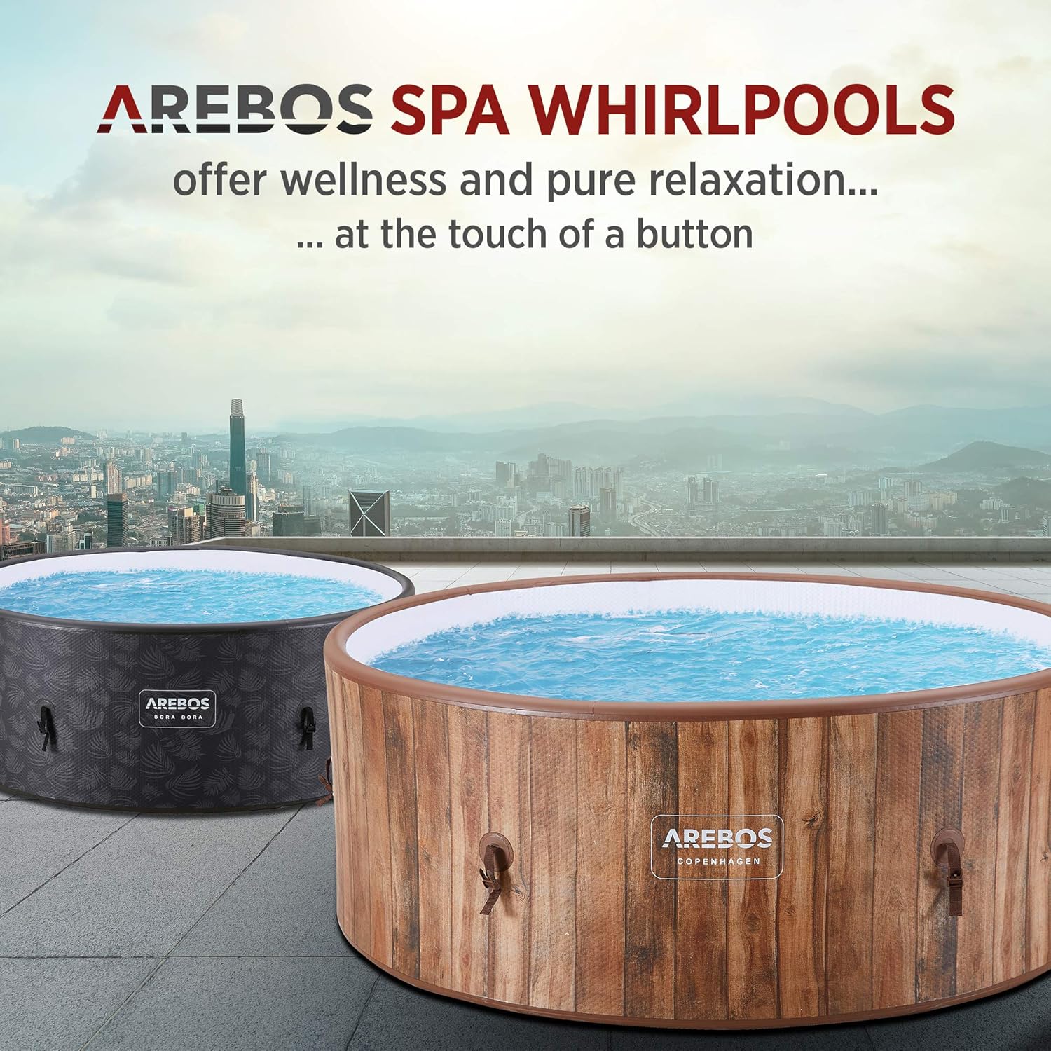 Arebos - Hottub voor Innen en Buiten - 7 Persoons - 130 Luchtstralen - 180 cm - 1120L - Opblaasbaar Bubbelbad Massage